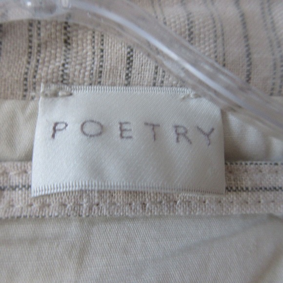 Poetry Hemp Stripe Beige Mandarin Collar Boxy Jacket Top - Picture 5 of 13